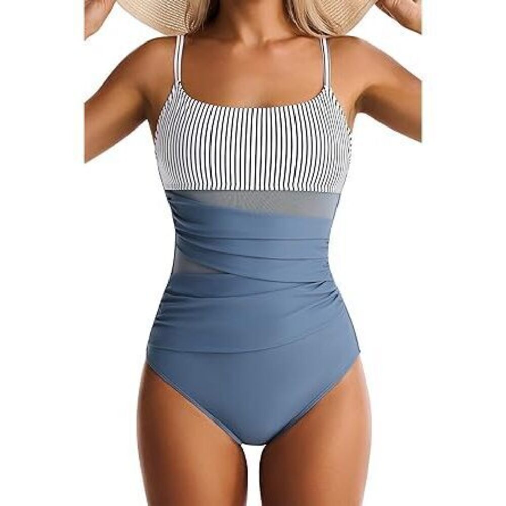 One Piece Swimsuit For Women Tummy Control Mesh Bathing Suits Sexy Push Up